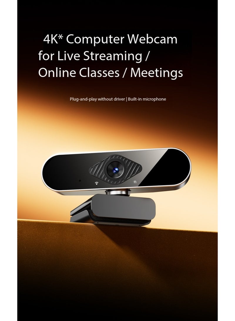 ZetRA 4K high-definition network camera with stereo microphone, 360 ° wide-angle, privacy protection case, tripod, suitable for meetings, live streaming, recording, compatible with Skype/Zoom/YouTube - Image 2